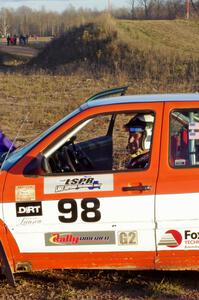 The Mike Merbach / Ben Slocum VW Jetta pulls off the practice stage