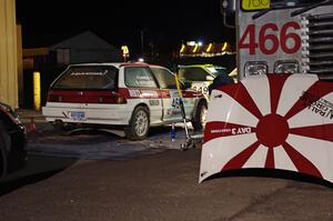 The Brian Gottlieb / Pat Darrow Toyota FX-16 gets last minute prep the night before the rally.