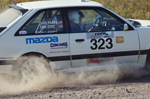 Erik Zenz / Dave Parps in their Mazda 323GTX on SS1 (Green Acres I)