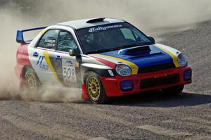 Janusz Topor / Michal Kaminski in their Subaru WRX STi on SS1 (Green Acres I)