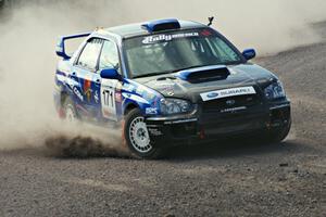 Carl Siegler / Dave Goodman in their Subaru WRX STi on SS1 (Green Acres I)