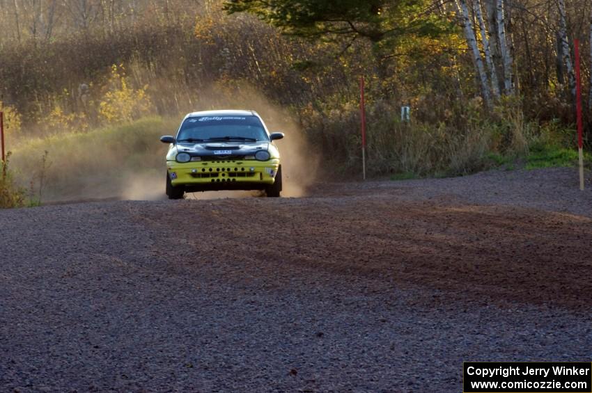 Chris Greenhouse / Brian Johnson in their Plymouth Neon on the practice stage