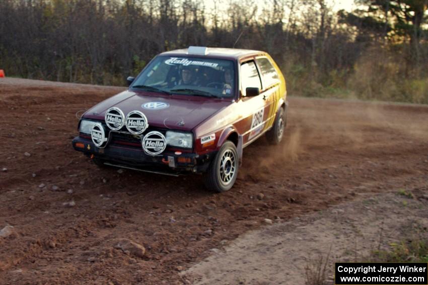 Sean Murphy / Ken Tsang VW GTI at a hairpin on the practice stage