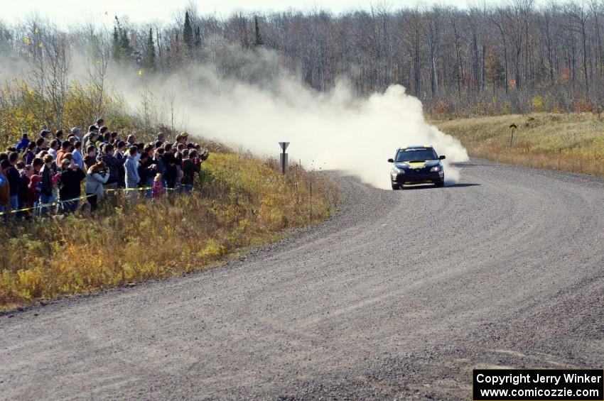 Roman Pakos / Maciej Sawicki in their Subaru WRX STi on SS1 (Green Acres I)