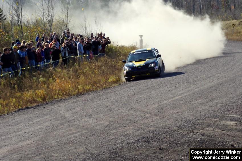 Roman Pakos / Maciej Sawicki in their Subaru WRX STi on SS1 (Green Acres I)