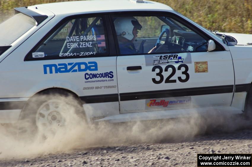 Erik Zenz / Dave Parps in their Mazda 323GTX on SS1 (Green Acres I)