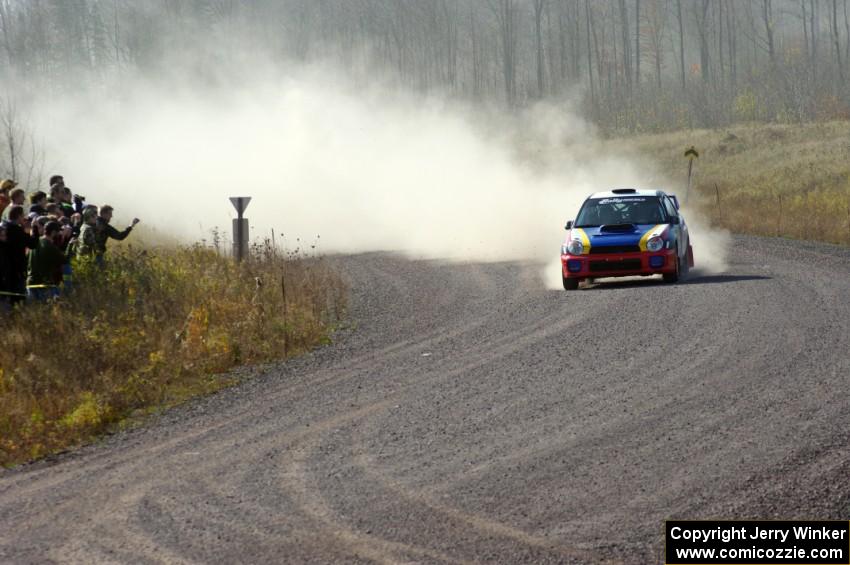 Janusz Topor / Michal Kaminski in their Subaru WRX STi on SS1 (Green Acres I)