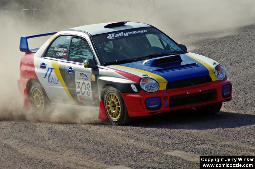 Janusz Topor / Michal Kaminski in their Subaru WRX STi on SS1 (Green Acres I)