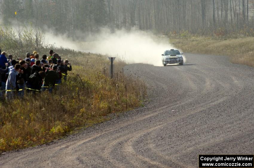 Mason Moyle / Gary Barton in their Subaru Impreza on SS1 (Green Acres I)