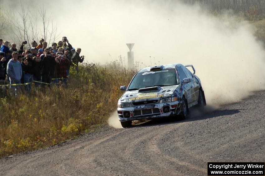 Mason Moyle / Gary Barton in their Subaru Impreza on SS1 (Green Acres I)