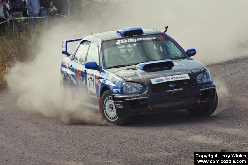 Carl Siegler / Dave Goodman in their Subaru WRX STi on SS1 (Green Acres I)