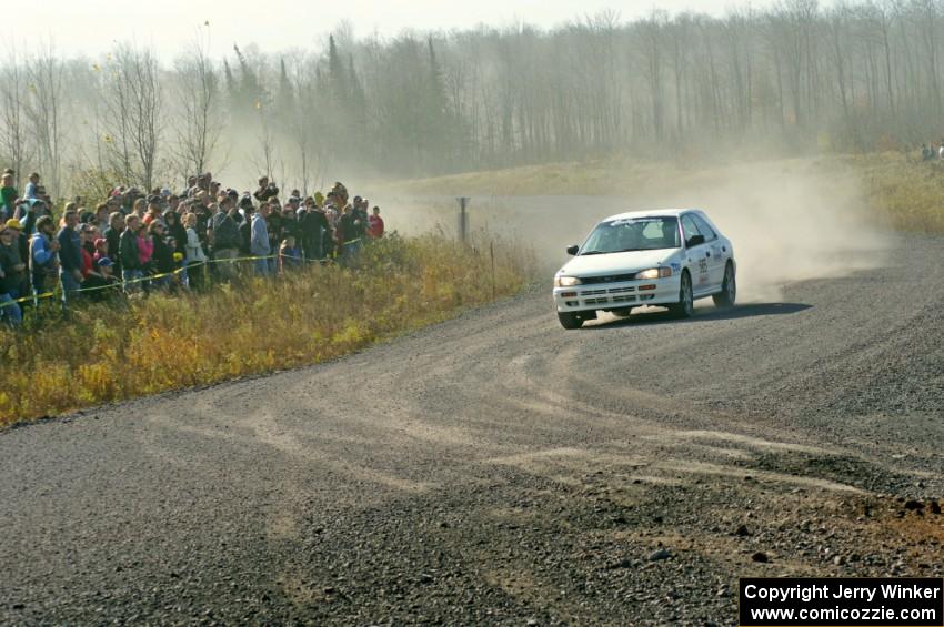 Andrew Hyde / Tyler Bell in their Subaru Impreza on SS1 (Green Acres I)