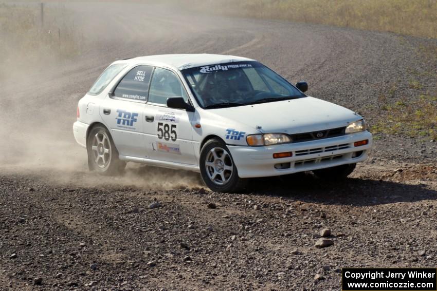 Andrew Hyde / Tyler Bell in their Subaru Impreza on SS1 (Green Acres I)