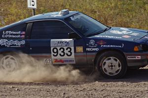 Chris O'Driscoll / Lori O'Driscoll in their Honda CRX on SS1 (Green Acres I)