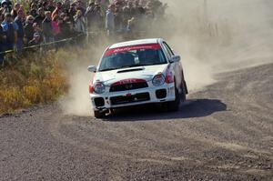 Yurek Cienkosz / Mariusz Malik in their Subaru WRX on SS1 (Green Acres I)