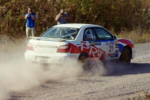 Yurek Cienkosz / Mariusz Malik in their Subaru WRX on SS1 (Green Acres I)