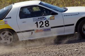 Mychal Summers / Ryan DesLaurier in their Mazda RX-7 on SS1 (Green Acres I)