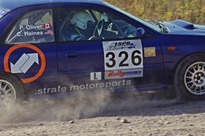 Chad Haines / Paul Oliver in their Subaru Impreza 2.5RS on SS1 (Green Acres I)