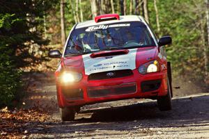 Scott Crouch / Rebecca Greek in their Subaru WRX on SS3 (Herman I)