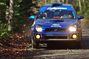 Dick Rockrohr / Dan Rockrohr in their Subaru WRX on SS3 (Herman I)