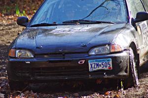 Silas Himes / Matt Himes spin out in their Honda Civic on SS3 (Herman I) after the jump