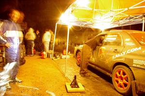 The Anthony Israelson / Jesse Lang Subaru Impreza at Kenton Service before SS8 (Bob Lake)