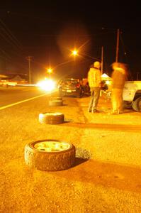 A crew in Kenton await their car.