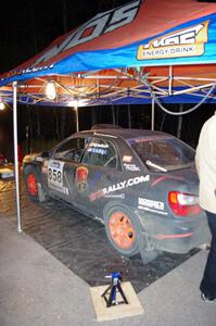 The Anthony Israelson / Jesse Lang Subaru Impreza at Kenton service prior to SS9 (Passmore II)