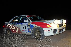 Yurek Cienkosz / Mariusz Malik in their Subaru WRX on SS10 (Far Point II)