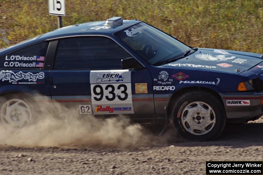 Chris O'Driscoll / Lori O'Driscoll in their Honda CRX on SS1 (Green Acres I)