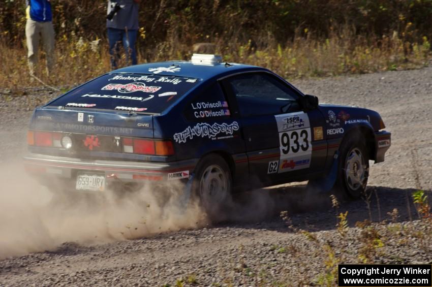 Chris O'Driscoll / Lori O'Driscoll in their Honda CRX on SS1 (Green Acres I)