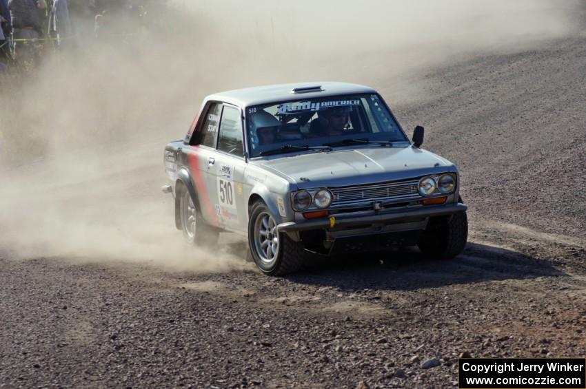 Jim Scray / Colin Vickman in their Datsun 510 on SS1 (Green Acres I)