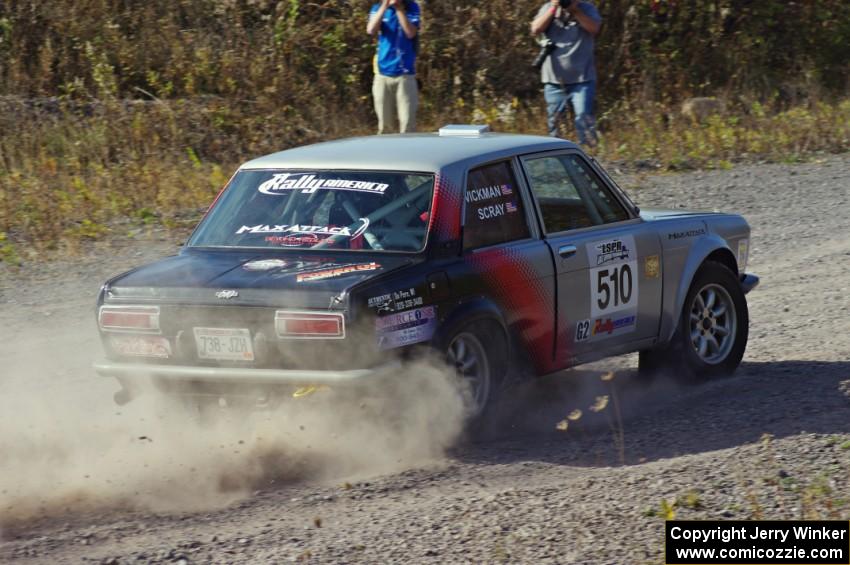 Jim Scray / Colin Vickman in their Datsun 510 on SS1 (Green Acres I)