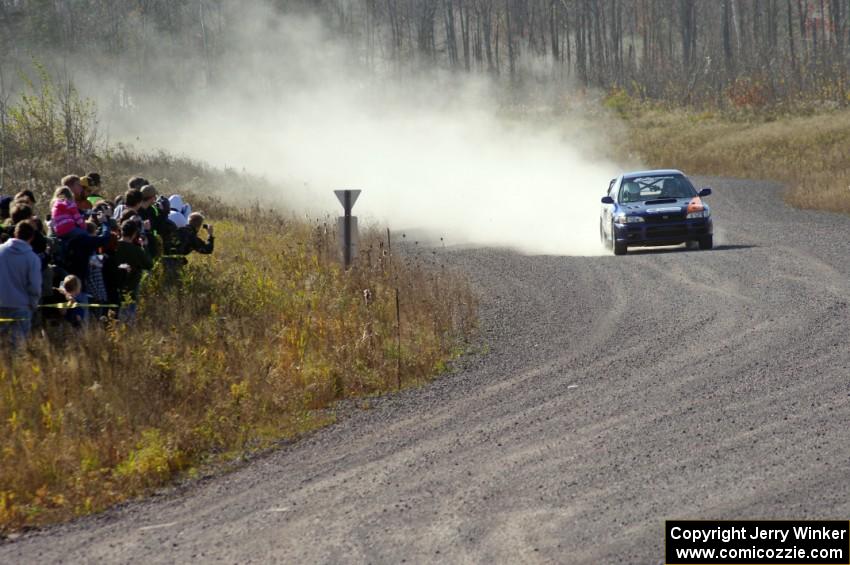 Chad Haines / Paul Oliver in their Subaru Impreza 2.5RS on SS1 (Green Acres I)