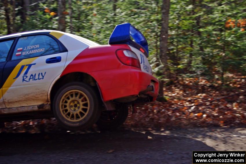 Janusz Topor / Michal Kaminski in their Subaru WRX STi on SS3 (Herman I)