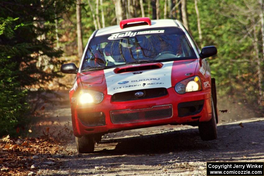 Scott Crouch / Rebecca Greek in their Subaru WRX on SS3 (Herman I)