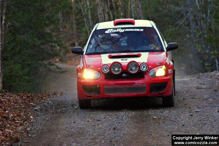 Scott Crouch / Rebecca Greek in their Subaru WRX on SS5 (Herman II)