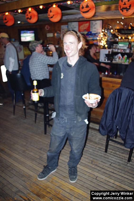 Paul Donlin relaxes with a bowl of chili and a beer at Hoppy's Bar after DNF'ing the event.