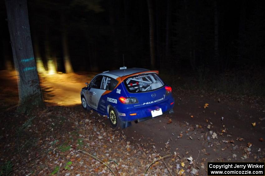 Eric Burmeister / Dave Shindle in their Mazda MAZDASPEED 3 on SS8 (Bob Lake)