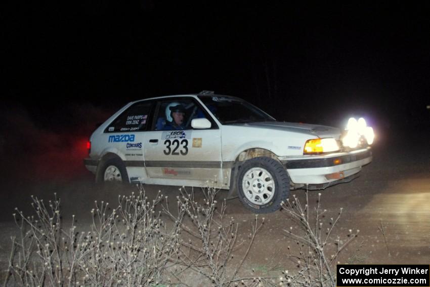 Erik Zenz / Dave Parps in their Mazda 323GTX on SS10 (Far Point II)