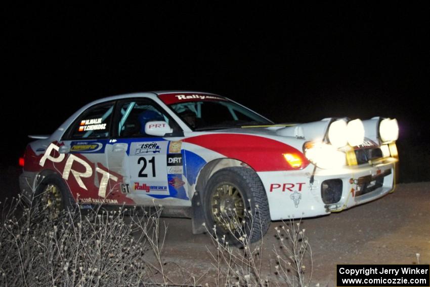 Yurek Cienkosz / Mariusz Malik in their Subaru WRX on SS10 (Far Point II)