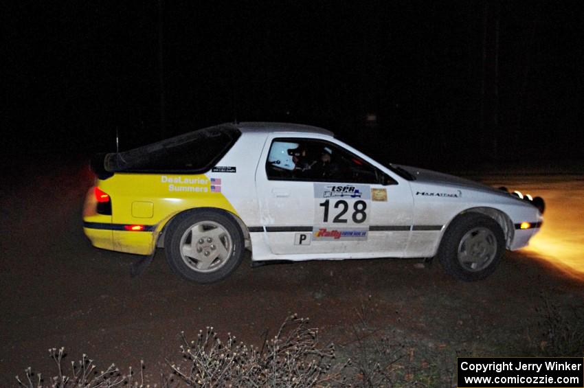 Mychal Summers / Ryan DesLaurier in their Mazda RX-7 on SS10 (Far Point II)