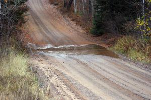 A large puddle near the finish of SS10 (Menge Creek 1)