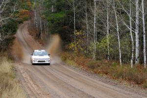 Henry Krolikowski / Cindy Krolikowski in their Subaru Impreza near the finish of SS10 (Menge Creek 1)