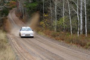 Henry Krolikowski / Cindy Krolikowski in their Subaru Impreza near the finish of SS10 (Menge Creek 1)