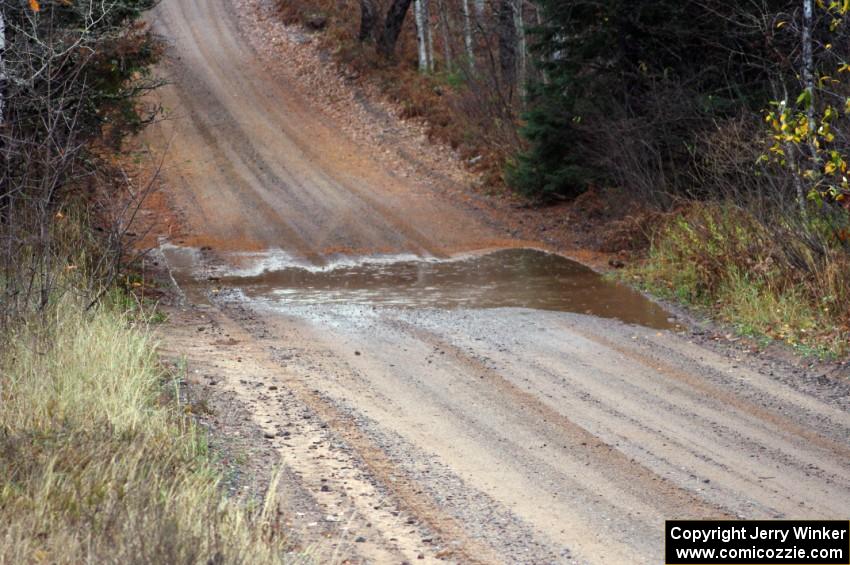 A large puddle near the finish of SS10 (Menge Creek 1)