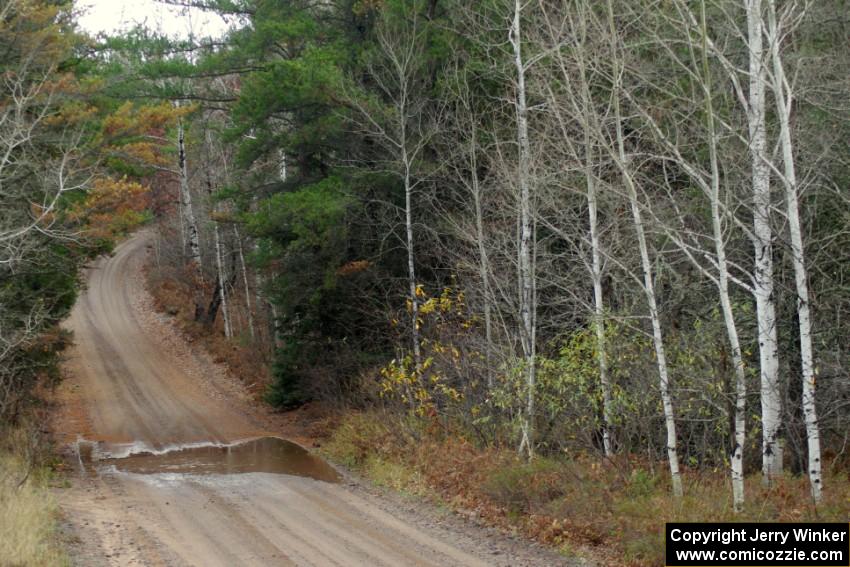 A large puddle near the finish of SS10 (Menge Creek 1)