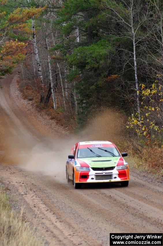 Arkadiusz Gruszka / Lukasz Wronski Mitsubishi Lancer Evo 9 near the finish of SS10 (Menge Creek 1)