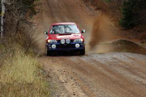 Brianne Corn / Jeremy Rowland in their Subaru Impreza near the finish of SS10 (Menge Creek 1)