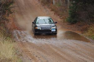 Silas Himes / Matt Himes in their Honda Civic near the finish of SS10 (Menge Creek 1)